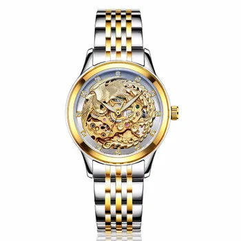 Marca de luxo Mulheres Relógios Automáticos os Relógios Mecânicos Para as Mulheres de Ouro Phoenix Relógio Mecânico Impermeável Senhoras Assistir