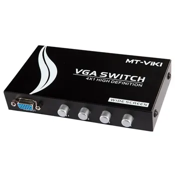 Venda quente 4 Porta VGA Caixa do Interruptor Seletor de Vídeo 4 entradas para 1 Saída de Auto Scaling Suporte de Alta Resolução
