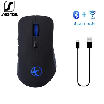 SeenDa Silêncio Bluetooth Recarregável Mouse Modo Dual Bluetooth 2.4 g sem Fio, Mouses para notebook PC Gaming Mouse
