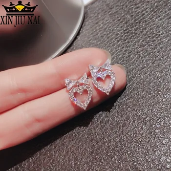 Personalizadas e criativas de diamante em forma de coração feminino brincos Super brilho Encantos Requintado Luxo Romântico estilo princesa