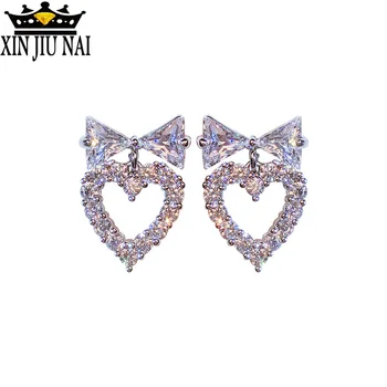 Personalizadas e criativas de diamante em forma de coração feminino brincos Super brilho Encantos Requintado Luxo Romântico estilo princesa