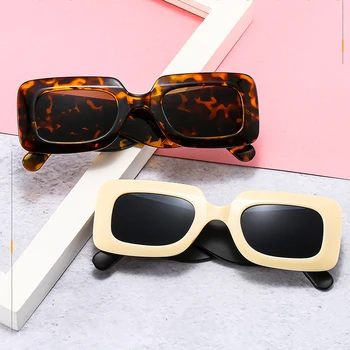 LongKeeper Moda Bege Praça Óculos de sol feminino masculino Vintage Grossa Armação Óculos de Sol das Senhoras UV400 Tonalidades de lentes de sol mujer