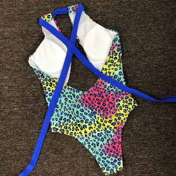INGAGA recorte Um Pedaço trajes de banho Leopard Swimwear das Mulheres Alta Corte Bodysuits Cruz Curativo Banhistas 2021 Sexy sem encosto de Terno de Nadar