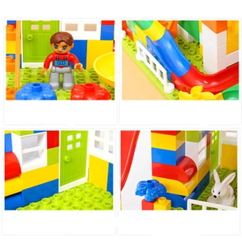 89pcs Diy Tamanho Grande, Blocos de Construção da Casa do Castelo Telhado Figura Iluminar Tijolos de Brinquedos Para Crianças