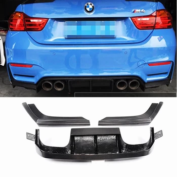 Para a BMW M4 fibra de Carbono pára-choques traseiro lip spoiler difusor Com divisores para a BMW F80 M3 F82 F83 M4-2017 Convertible do Estilo de V