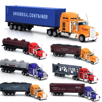 1:65 Escala Americana Big Truck Liga Americana Iecasts Veículos De Brinquedo De Conjunto De Recipiente De Caminhão, Mini Carro De Modelo De Simulação De Brinquedo Para Crianças