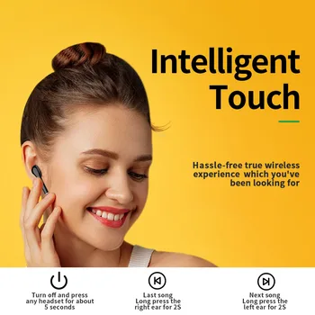 TOMKAS Freebud TWS sem Fio Bluetooth Fones de ouvido 5.0 Verdadeiro Fones de ouvido sem Fio Fone de ouvido Bluetooth Estéreo de Fones de ouvido com Microfone para Telefone