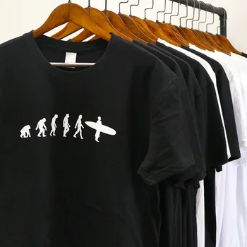 Surfar T-Shirt Engraçada Teoria da Evolução De Roupas Máxima de Exercício Surfistas Tops Algodão Hipster Aventureiro T-shirt