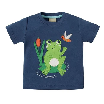 SAILEROAD Meninos t-shirts Animal Applique Bebê Tops Roupas para Roupas de Crianças Sapo Libélula Padrão de Crianças T-Shirts de Roupas