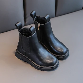 Meninas Botas Chelsea 2020 Outono Novo Estilo Britânico De Moda Em Couro Martin Botas Sapatos Para Crianças Meninas Preto Ankle Boots