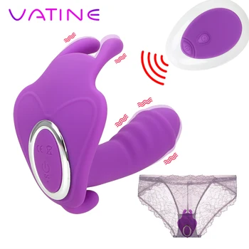 VATINE 10 Velocidade do Vibrador Vibrador de Vibração Calcinha Clitóris Estimulador Ponto G Massager Wearable Borboleta Brinquedos Sexuais para as Mulheres
