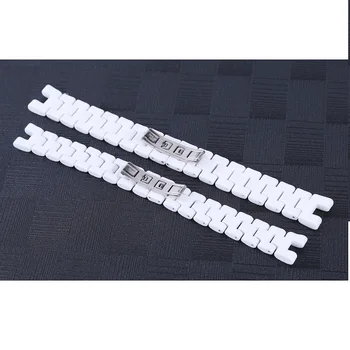 16cmx16.2mm 19cmx18.6mm de Cerâmica Branca Faixa de Relógio Universal Homens Mulheres Relógio de Cerâmica Correia Dentada Branco material da Pulseira