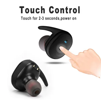 TWS sem Fio Bluetooth fone de ouvido Sport sem Fio Portátil com Bluetooth 5.0 Toque de Fones de ouvido Estéreo 3D de Som Fone de ouvido Com Microfone