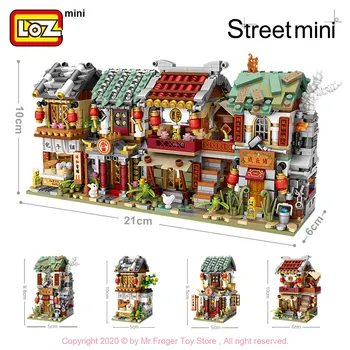 LOZ Mini Bloco de Mini Chinatown China Street Tradição Chinesa, o Modelo Especial DIY Montagem de Brinquedos para Crianças de ensino Anime