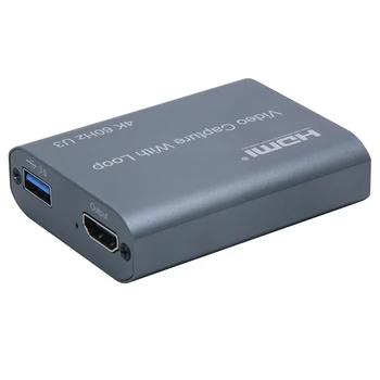 4K 60HZ USB 3.0, Saída de Loop de Áudio, Placa de Captura de Vídeo 1080P a 60fps HDMI Video Grabber Caixa para PS4 Jogo Gravador de Câmera ao Vivo Streaming