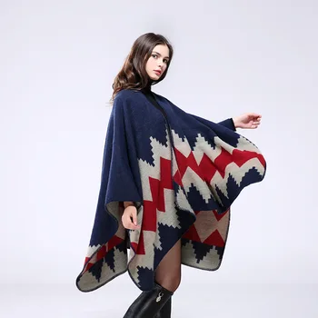 Nova moda geométrico diamante poncho lenços para as mulheres cobertor de cashmere capas lenço senhora de inverno de espessura quente cabo xale envolve quente