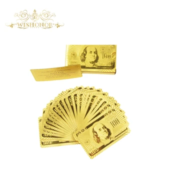 Atacado a América 100 Dólar do Ouro 24K jogo de Cartão, Folha de Ouro Pôquer de Cartão para a Família Presente