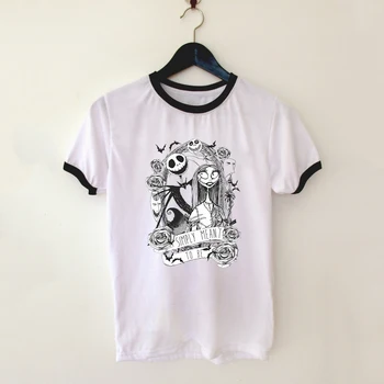 Verão Harajuku T-Shirt Das Mulheres Pesadelo Antes Do Natal, Jack Skellington Careta Mulheres Roupas Vogue Hip Hop Tops Punk T-Shirt