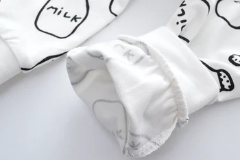 Os recém-nascidos Roupas de Meninas Branco de Manga Longa Leite de Impressão de T-shirt Tops+Calças+Headband Bonito 3Pcs Outono Conjunto de Roupas de Bebê