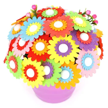 Crianças Criativas DIY Botão Buquê de Material Pacote de jardim-de-Infância Artesanal Colorido Botão Flores do Dia das mães, Presentes de Brinquedos de DIY