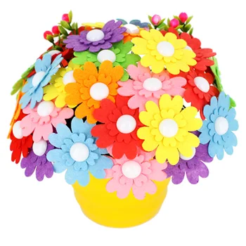 Crianças Criativas DIY Botão Buquê de Material Pacote de jardim-de-Infância Artesanal Colorido Botão Flores do Dia das mães, Presentes de Brinquedos de DIY
