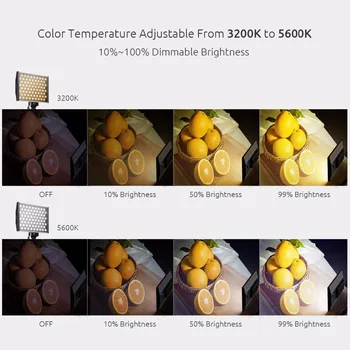 LED Câmera Filmadora de Vídeo, Painel de Luz para Iluminação em Estúdio ou ao ar Livre 3200K para 5600K Variável de Temperatura de Cor Ultra Fino