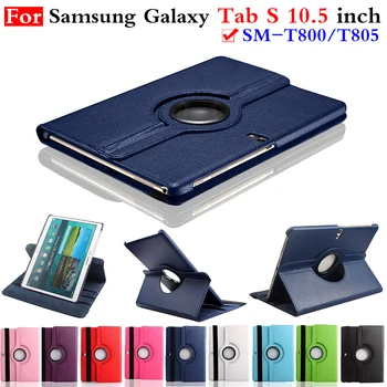 Para Samsung Galaxy Tab S 10,5 cm T800 T805 SM-T800 SM-T805 Guias Tablet Caso 360 Rotação do Suporte de Virar Moda Capa de Couro