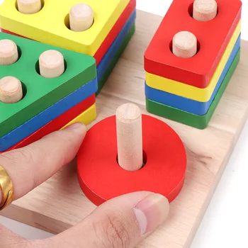 DIY de madeira, blocos de construção de brinquedo Montessori forma geométrica de emparelhamento conselho modelo definido no início de aprendizagem, brinquedo educativo para as crianças