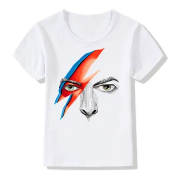 Um garoto e uma Garota de Impressão Rock de david Bowie, David Bowie, Ziggy Stardust de Moda Vintage T-shirt de Crianças t-shirts Crianças Tops Roupas de Bebê