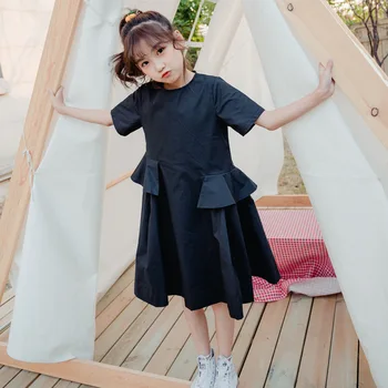 2020 Verão Meninas Novas Vestido em Algodão coreano-Estilo Bonito de Crianças e Adolescente Meninas Elegante Vestido Breve Bebê Meninas de Vestido Casual, #8697