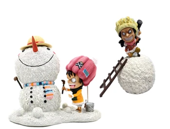 NOVO Anime de One Piece Luffy, Usopp boneco de neve showhand Figura de Ação do Anime PVC Colecionáveis Modelo de Brinquedo presentes para o Natal 15cm