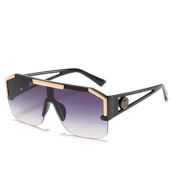 2020 Moda de Nova Marca de Luxo Unisex Oversized Quadrado Óculos de sol Feminino Retro Metal Novo Quadro Grande, Metade Armação Óculos de sol UV400