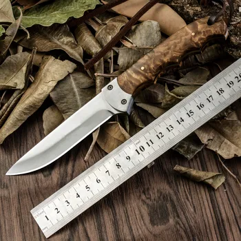 Cuchillo de cuchilla fija para pesca de caza al aire libre con vaina de cuero Real herramienta de supervivencia cuchillo frente