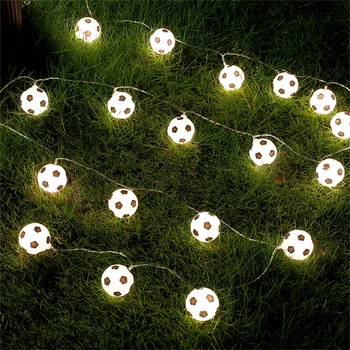 3M 6M LED Ball Seqüência de Luzes de Plástico de futebol de Futebol de Fadas Lâmpadas na Bateria Flash Guirlandas Brilhante Decoração para a Casa do Partido das Crianças