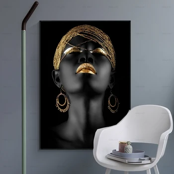 De Lona Imprime Pintura Moderna Mulher Negra Modelo De Arte De Parede Do Poster E Imprime Fotos De Decoração Para Sala De Estar Sem Moldura