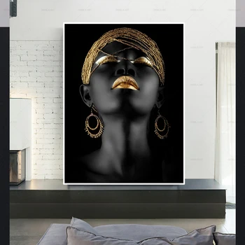 De Lona Imprime Pintura Moderna Mulher Negra Modelo De Arte De Parede Do Poster E Imprime Fotos De Decoração Para Sala De Estar Sem Moldura