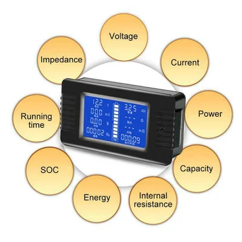 Display LCD volt amp medidor Digital de Tensão de Corrente de Energia Solar Medidor de Multímetro Amperímetro Voltímetro da Bateria do Monitor de Metro