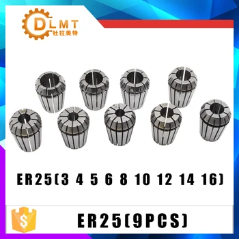 9pcs ER25 Primavera Pinças + 1PCS MT3 M12 ER25 Mandril porta-Pinça Cone Morse Titular Para CNC fresadora de ferramentas de Torno
