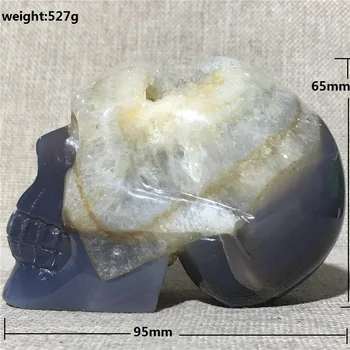 Natural Ágata Geodo crânio de cristal de quartzo amostra da decoração decoração de pedra e cristal de Reiki de cura jade crânios