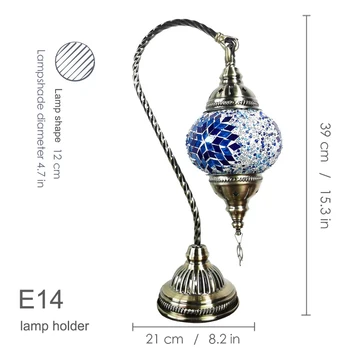 Mesa de cabeceira lâmpada turco lâmpadas de mosaico de vidro de Cores do quarto do Oriente médio, a Turquia luzes art deco marroquina de marraquexe azul cristal