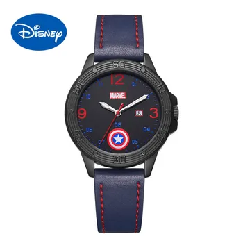 Original Disney Marvel Aluno Relógio Masculino Capitão América Escudo Casual Correia Homens Relógio de Crianças é Legal Relógio de Quartzo