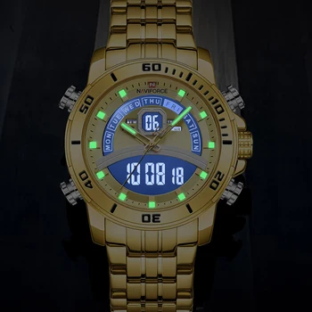 NAVIFORCE Novos Relógios de Homens de alto Luxo da Marca Sport Quartzo Gold Mens Watch Aço Inoxidável Cronógrafo Masculino Relógio Relógio Masculino