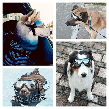 Benepaw Confortável Meio De Cachorro Grande Óculos De Sol Alça Ajustável Animal De Estimação Óculos Anti-Fog De Neve, Óculos De Esqui, Natação, Caminhadas