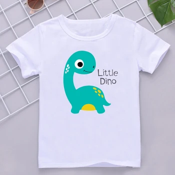 Camisa De T De Crianças Bonito Do Bebê Dinossauro Cartoon Impressão De Verão T-Shirt De Manga Curta Branca Camiseta Tops Pequeno Dinossauro Roupas Infantis