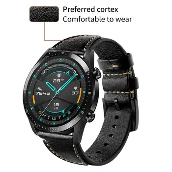 Ktab de relógio de couro pulseira de 22mm para Huawei Assistir GT2 46mm Samsung Galaxy Watch 46mm/ Couro huawei assistir gt 2 substituição de bandas