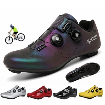 2020 Estrada, com solado de borracha sapatos de ciclismo de ultra-light non-slip profissional auto-fecho sapatos de esportes ao ar livre fluorescente efeito
