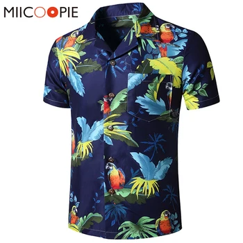 Homens Floral Camisas de Manga Curta de Verão Casual Flor Impresso Praia Havaiana de Camisas dos Homens de Moda Solta Camisa Blusas de Streetwear