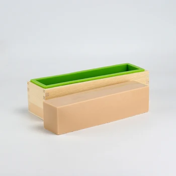 Molde de Silicone Sabão Retangular Caixa de Madeira com Forro Flexível para DIY Naturais, a fabricação de Sabão