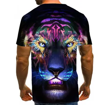 O rei dos animais tigre 3d impresso novo verão casual rua hip-hop em torno  do pescoço manga curta tamanho grande solto camisetas