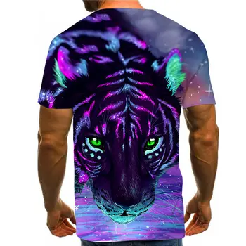 O homem Novo Design Animal Cavalo, Tigre, Leão O Pescoço Camiseta 3D Impresso Colorido Animal Fresco de Tamanho Grande, de T-shirt dos Homens de Lazer Tee S-6XL